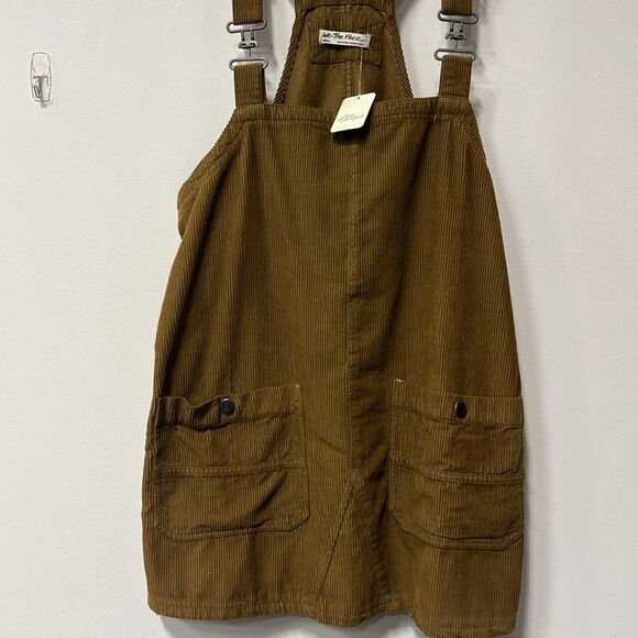 Free People Overall Smock Mini Corduroy Top Mini Dress Bronze Brown S - Picture 3 of 10